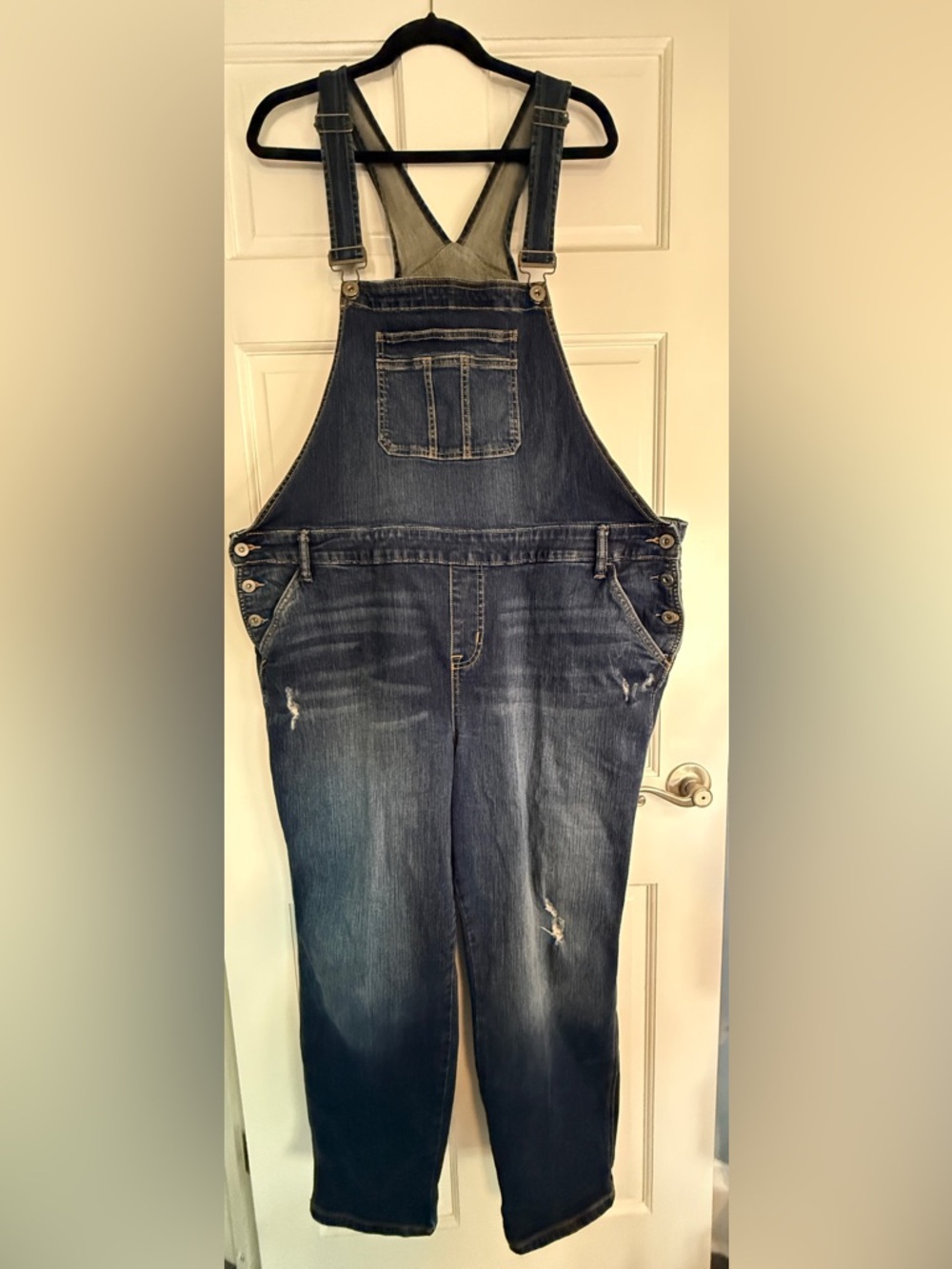 torrid Dark Blue Distressed Denim Overalls